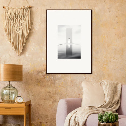 Framed black and white lighthouse photo for Dreamer’s Vanishing Silhouette art