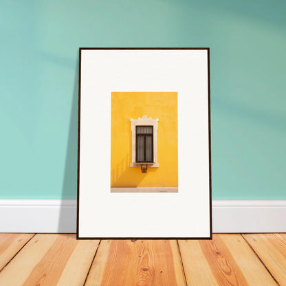 Framed art of a dark wooden window on yellow wall in Window’s Giallo Reverie special edition