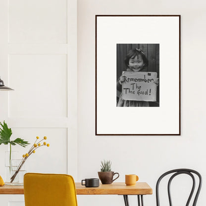 Framed black and white photograph on a white wall from Timeless Joy Parade collection