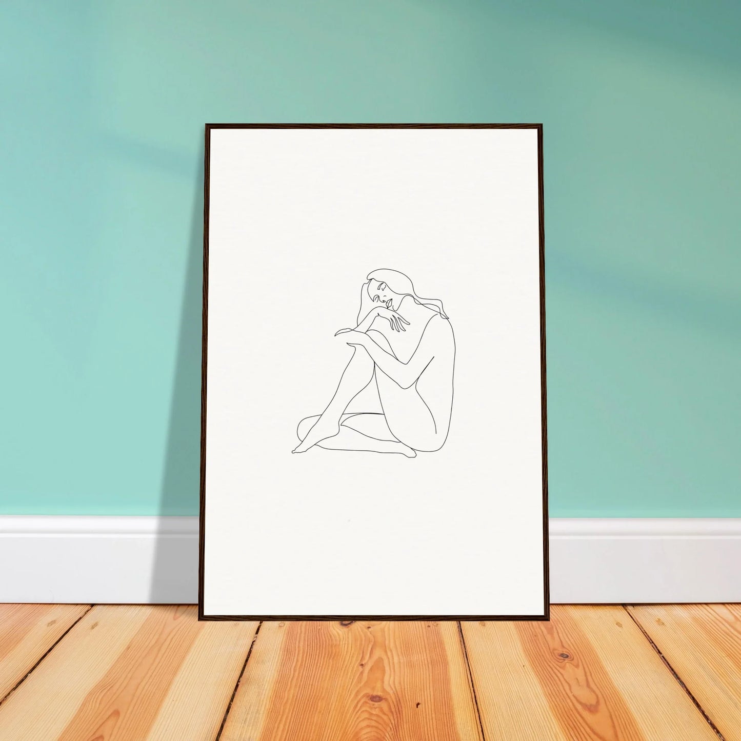 Simple line drawing of a seated nude figure for Mindful Dream Tangles framed wall art