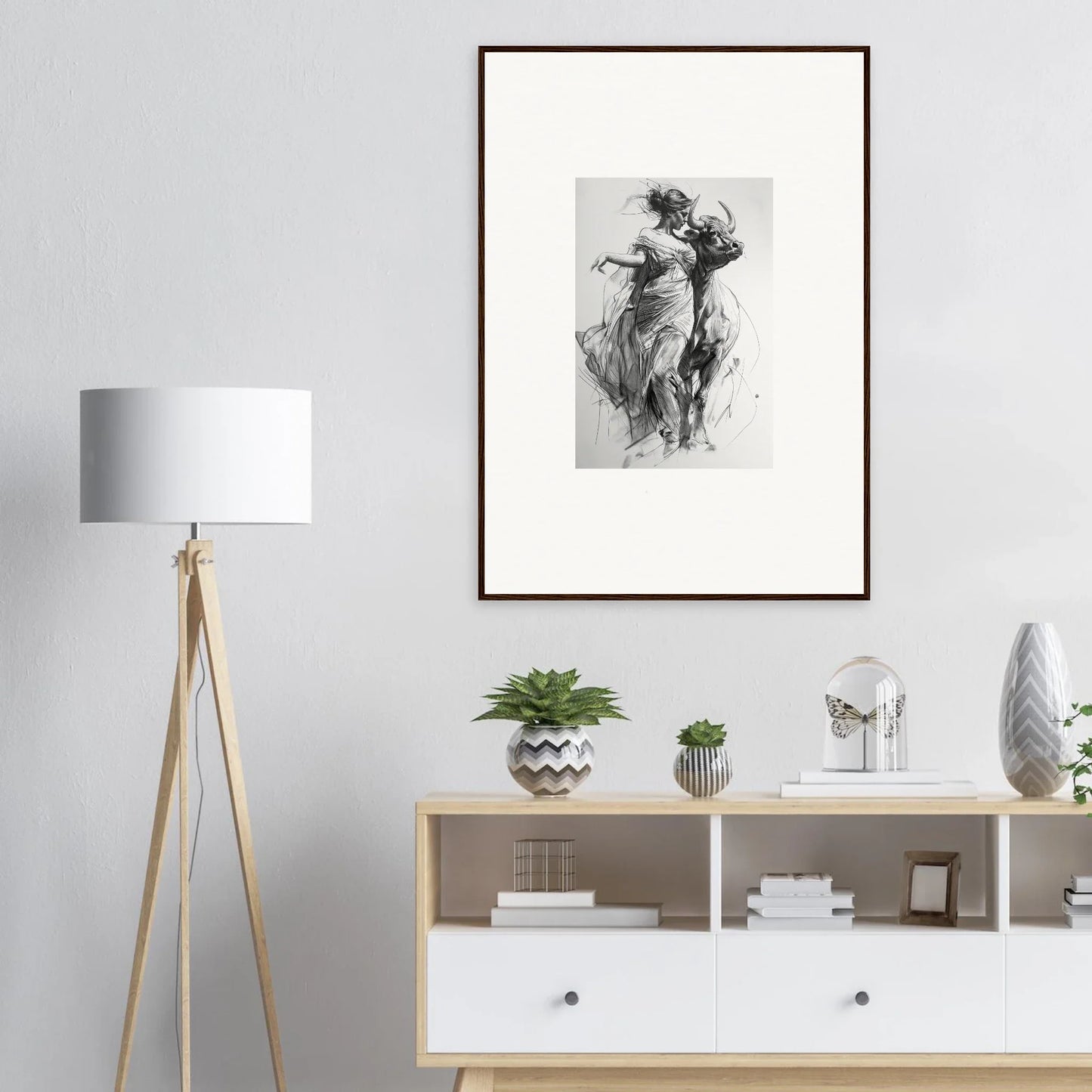 Framed black and white sketch of a dancing figure for Forest Flame Dance special edition art™