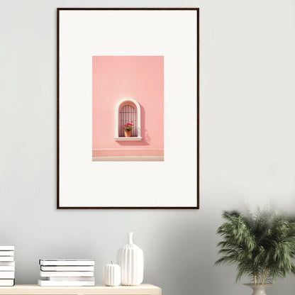 Framed art print of arched window bars on pink for Sunset Silhouette Romance