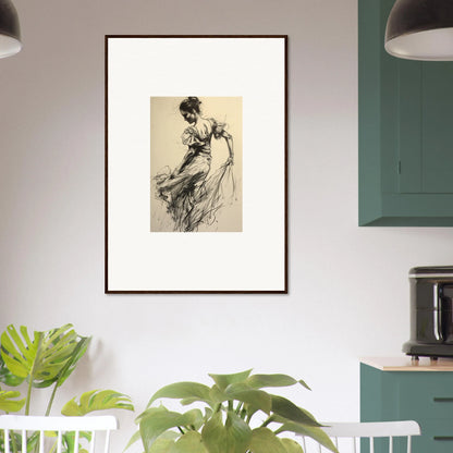 Framed black and white sketch of dynamic movement, perfect for Gyroscopic Baudelo Bacon art