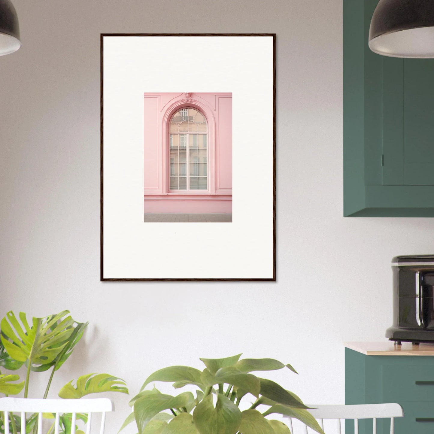 Framed art print of a pink arched window, perfect for Pink Sonata Vibrations