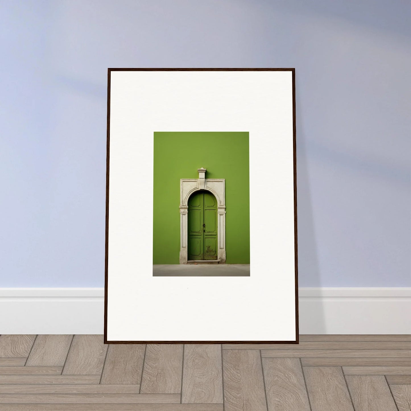 Framed photograph of a green door in stone archway from Green Origins special edition art™