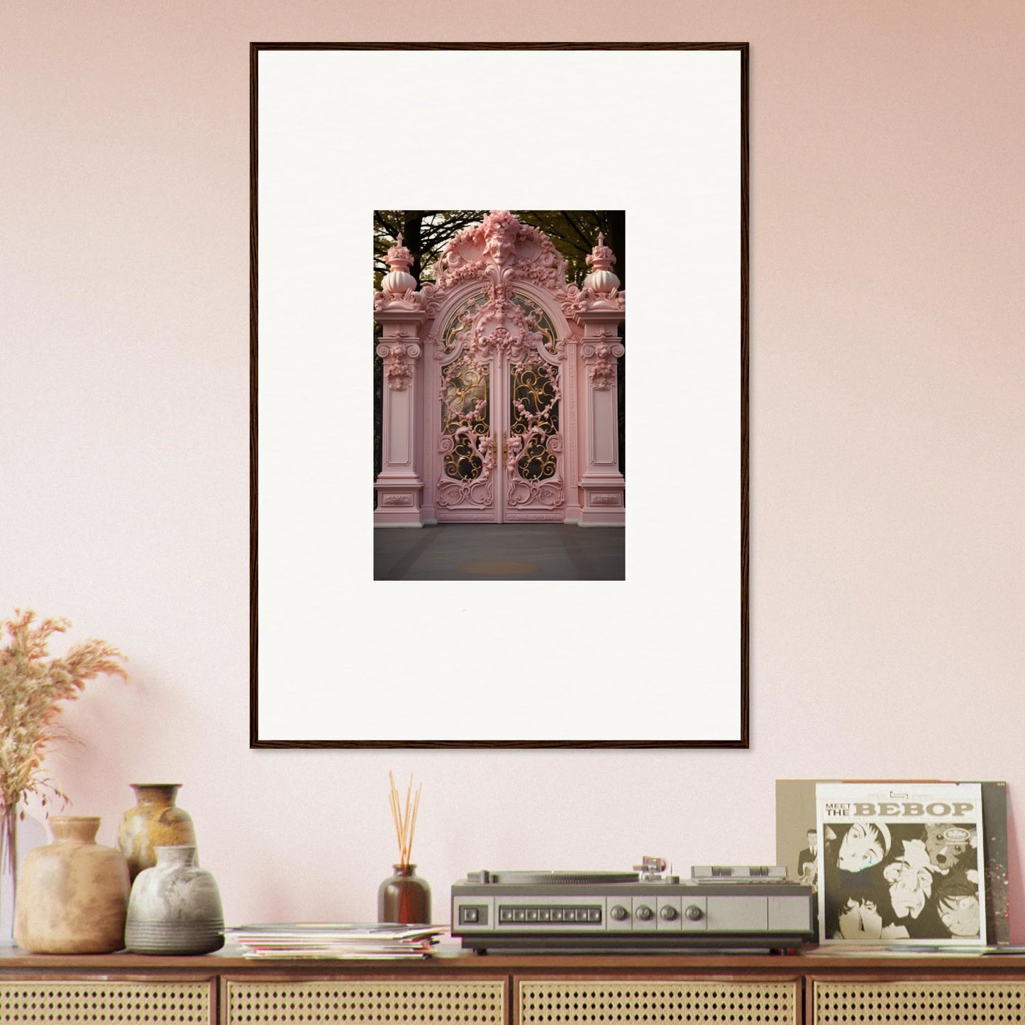 Framed photo of ornate pink baroque doorway in Opulent Doorscape Divinity product