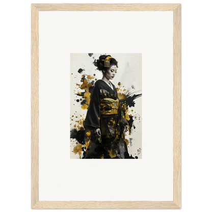 Artistic portrait of a figure in traditional Japanese kimono for Send of Echoes premium framed wall