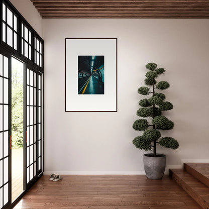 Blue-lit urban tunnel in a premium framed wall piece from Portal Echo Anatomy