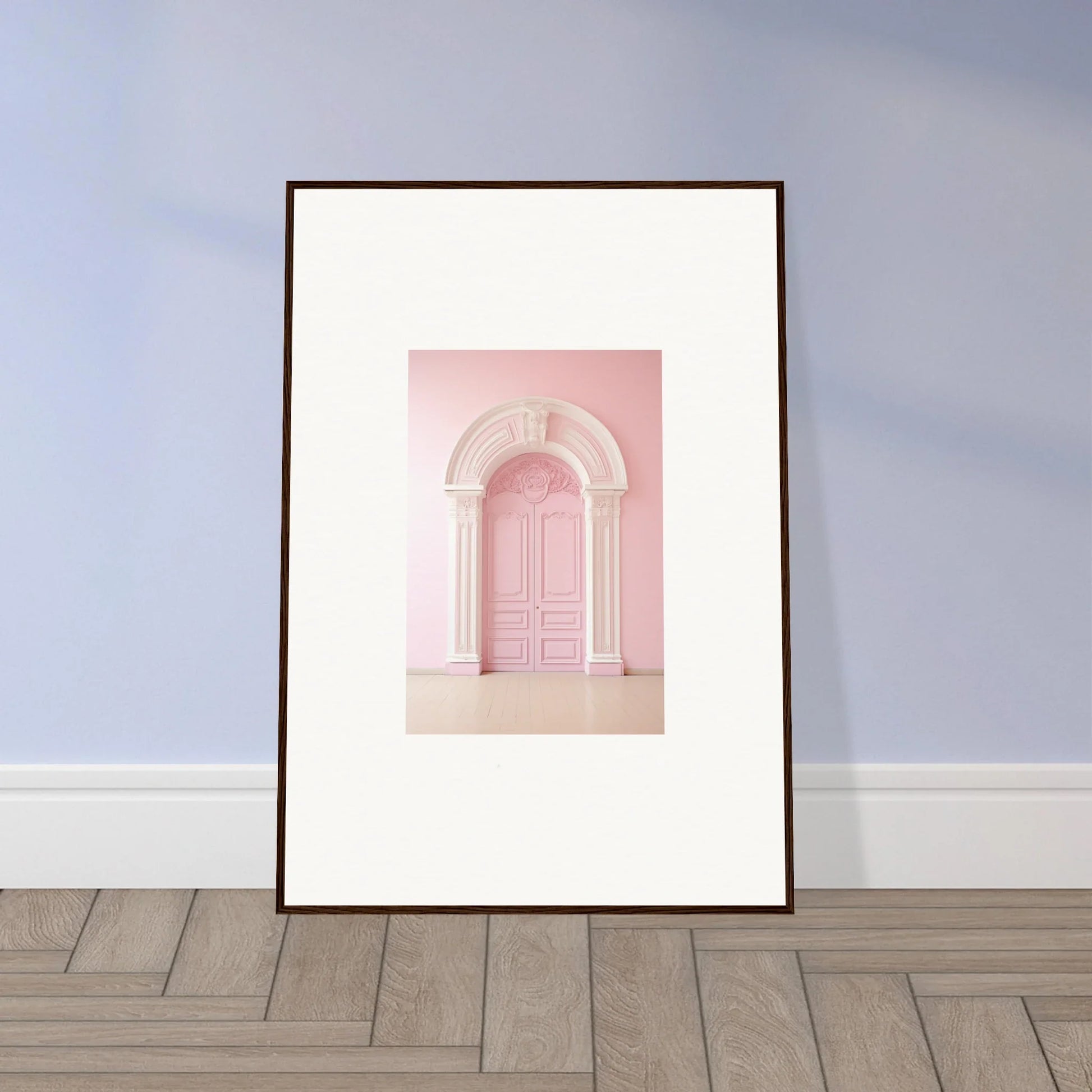 Framed wall art of a pink arched doorway from Portal Fantasies Unfurled special edition art™