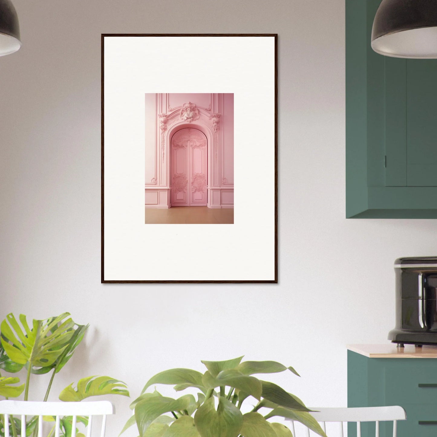 Framed pink photograph of a decorative doorway from Gentle Whims Myths special edition art™