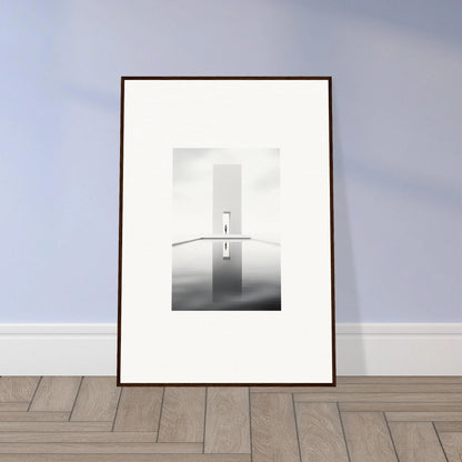 Framed black and white art print of Dreamer’s Vanishing Silhouette against a wall