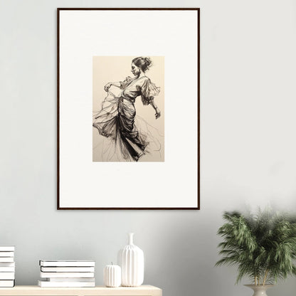 Framed wall art of a woman in flowing dress from Ephemeral Ink Serenade special edition