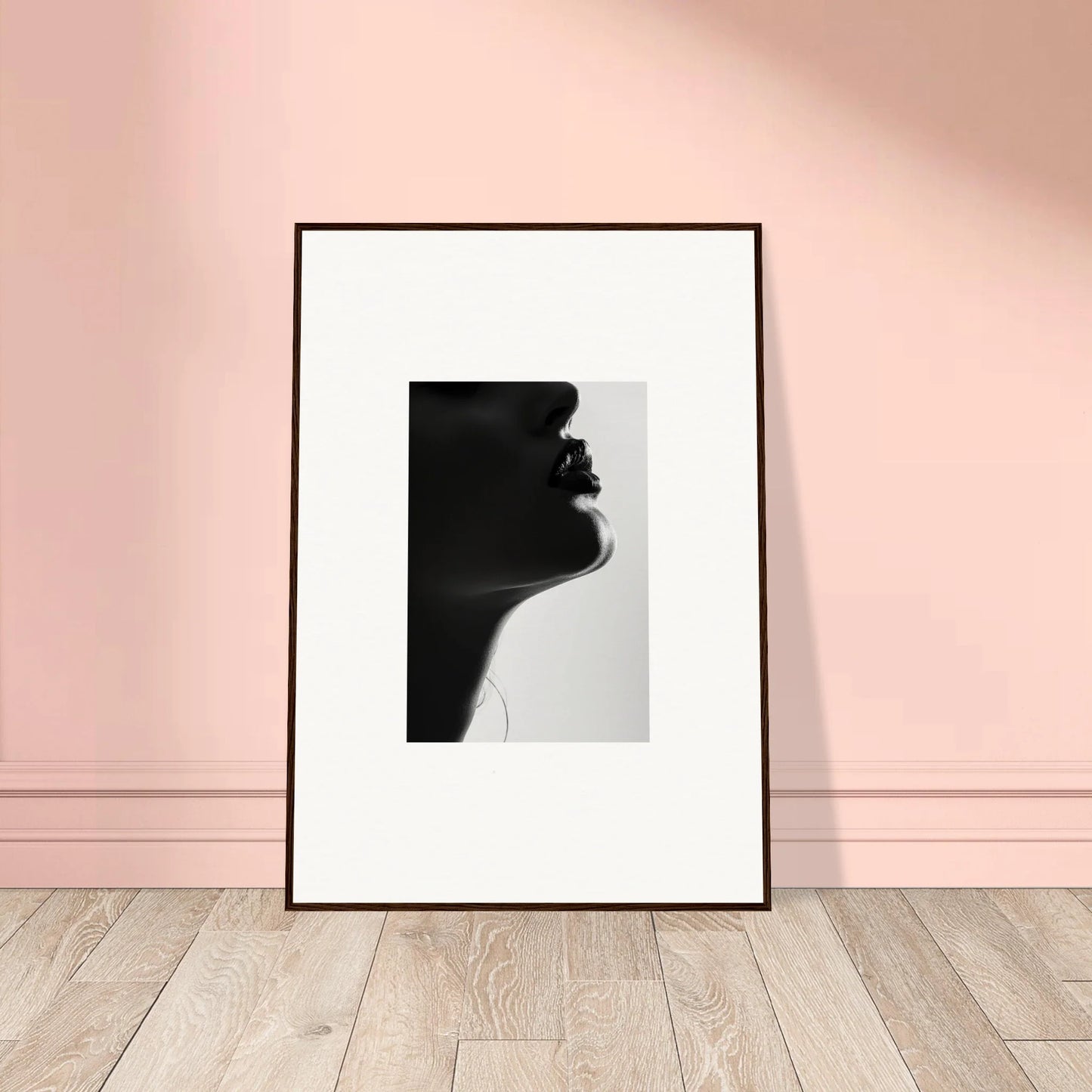 Framed wall art of a silhouette profile in Shadowed Whisper Immanence design