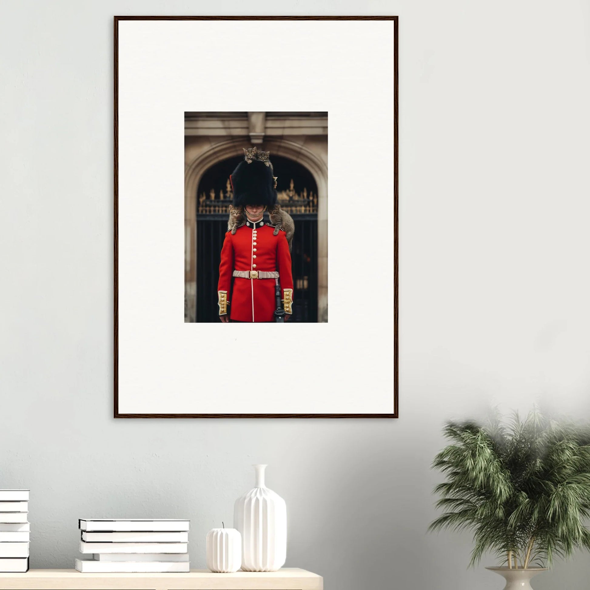 Framed photograph of Queen’s Guard in red uniform from Monarch’s Dreamaroos special edition art™