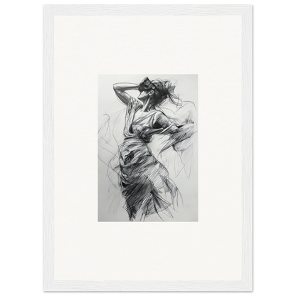 Charcoal sketch of a dancer in stylish dynamic pose for Sketch Mirage Matinee premium framed wall