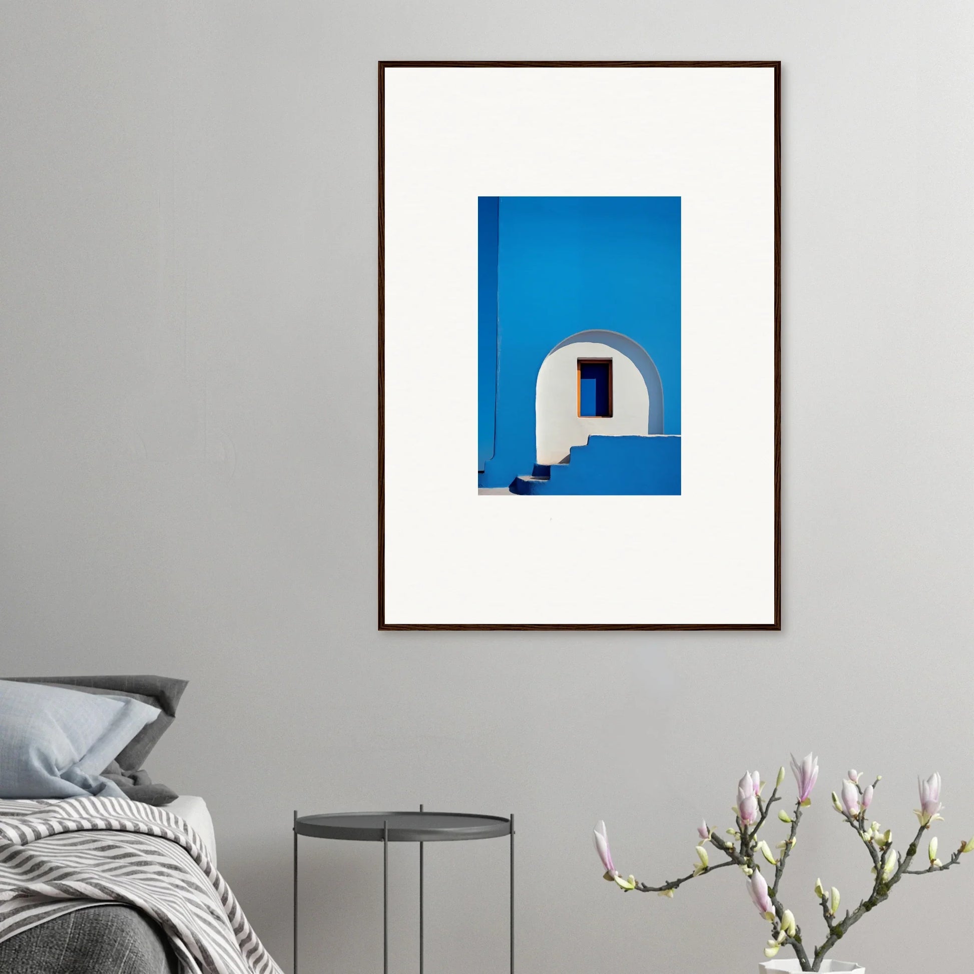 Framed wall art of a white Mediterranean building in Doorway of Dreams special edition art™