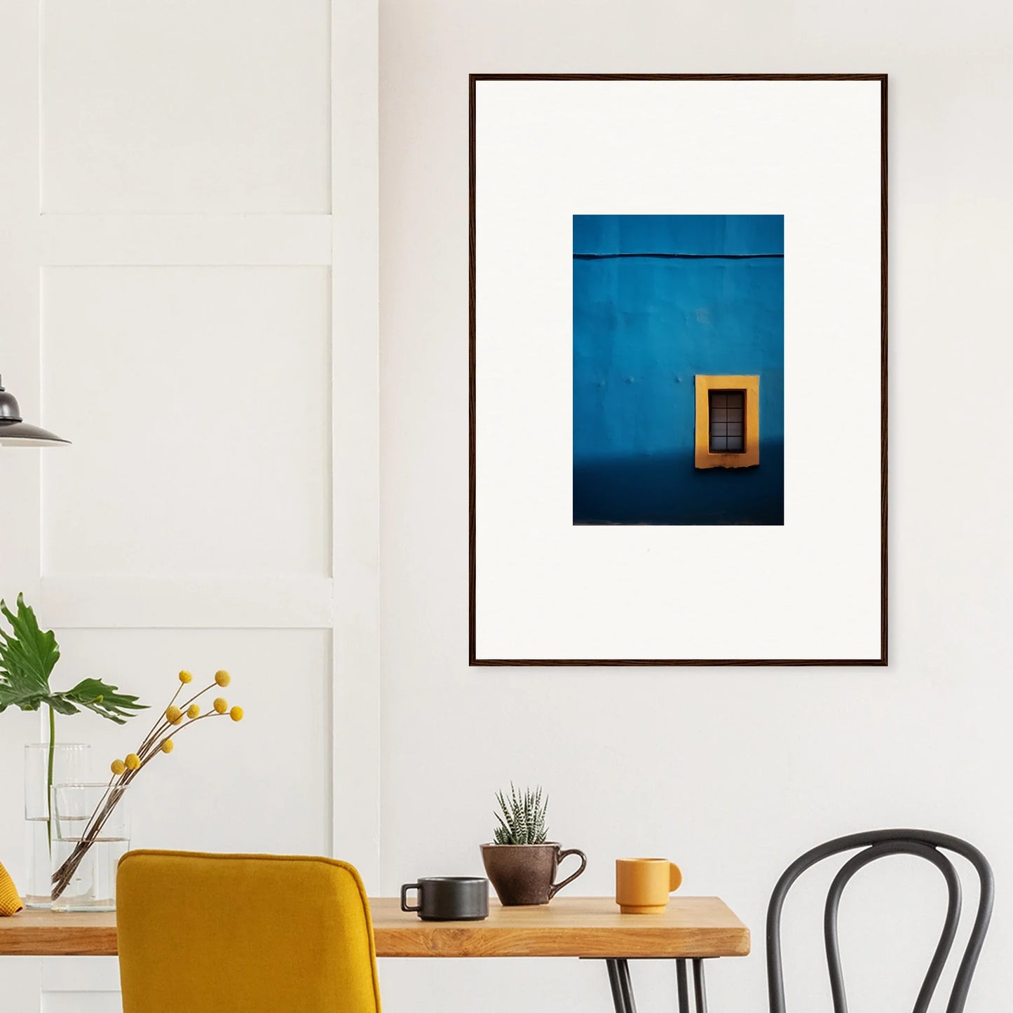 Framed photo of a blue wall with a golden switch plate from Hypercolor Dreamscape Longitude