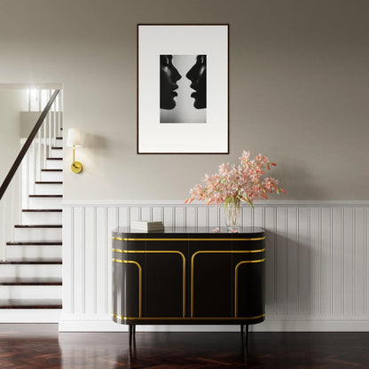 Black credenza with gold trim and curved edges from Echo’s Embrace special edition Art™