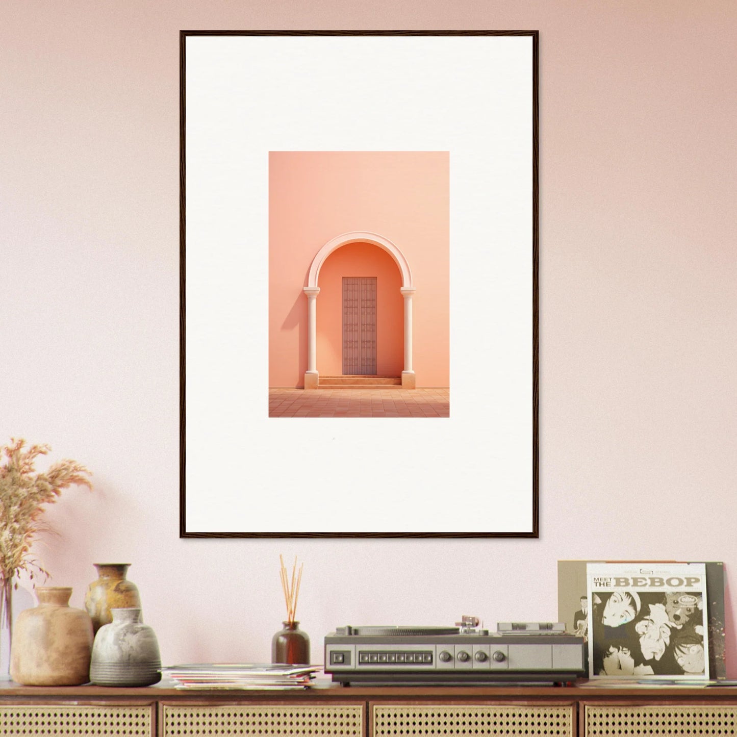 Framed photograph of a peach arched doorway in Psychedelic Arches Discussionale art