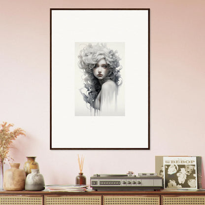 Framed black and white watercolor art of Visions Veil Morphling with flowing elements