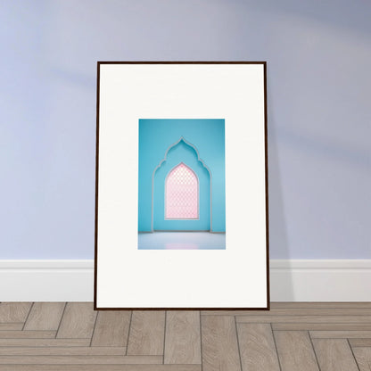 Framed art print of a turquoise archway and pink window for Souls Diffilveres Critfilters