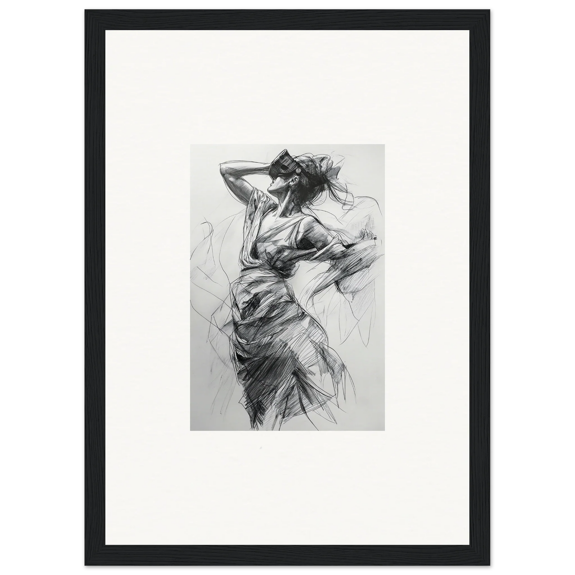 Charcoal sketch of a dancer in dynamic pose from Sketch Mirage Matinee special edition art™