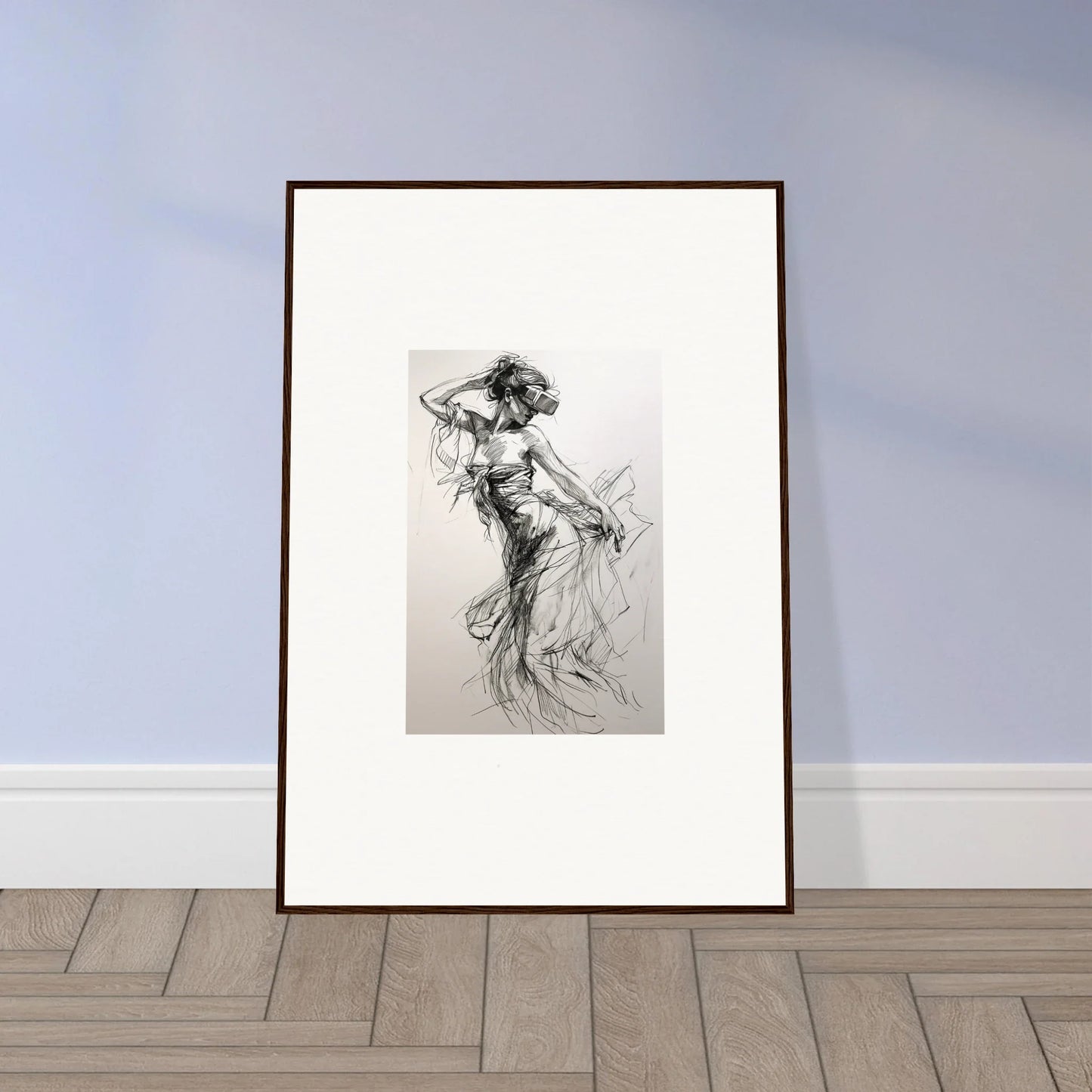 Framed black and white sketch of a dancer for Mystic Quantum Soliloquy special edition art™