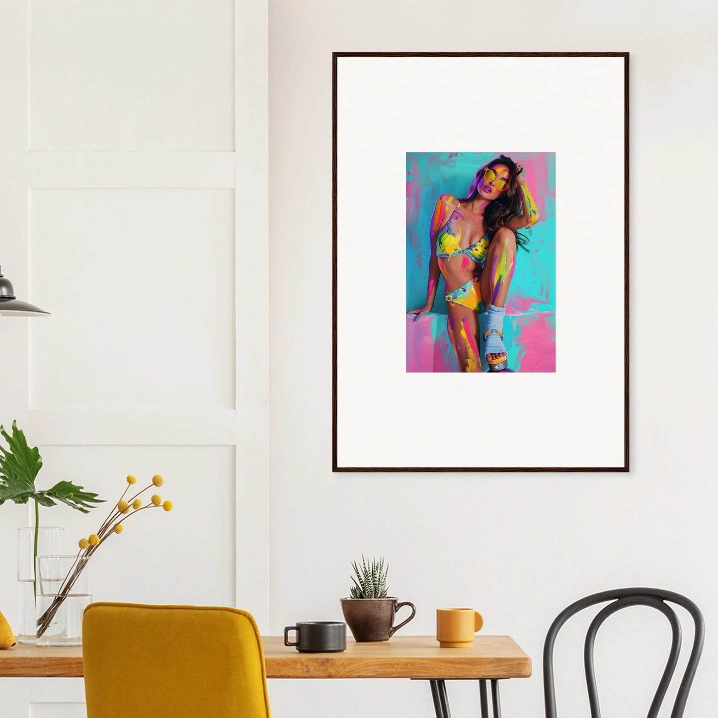 Colorful canvas print of a woman for stunning room decoration in Vibrant Bliss style