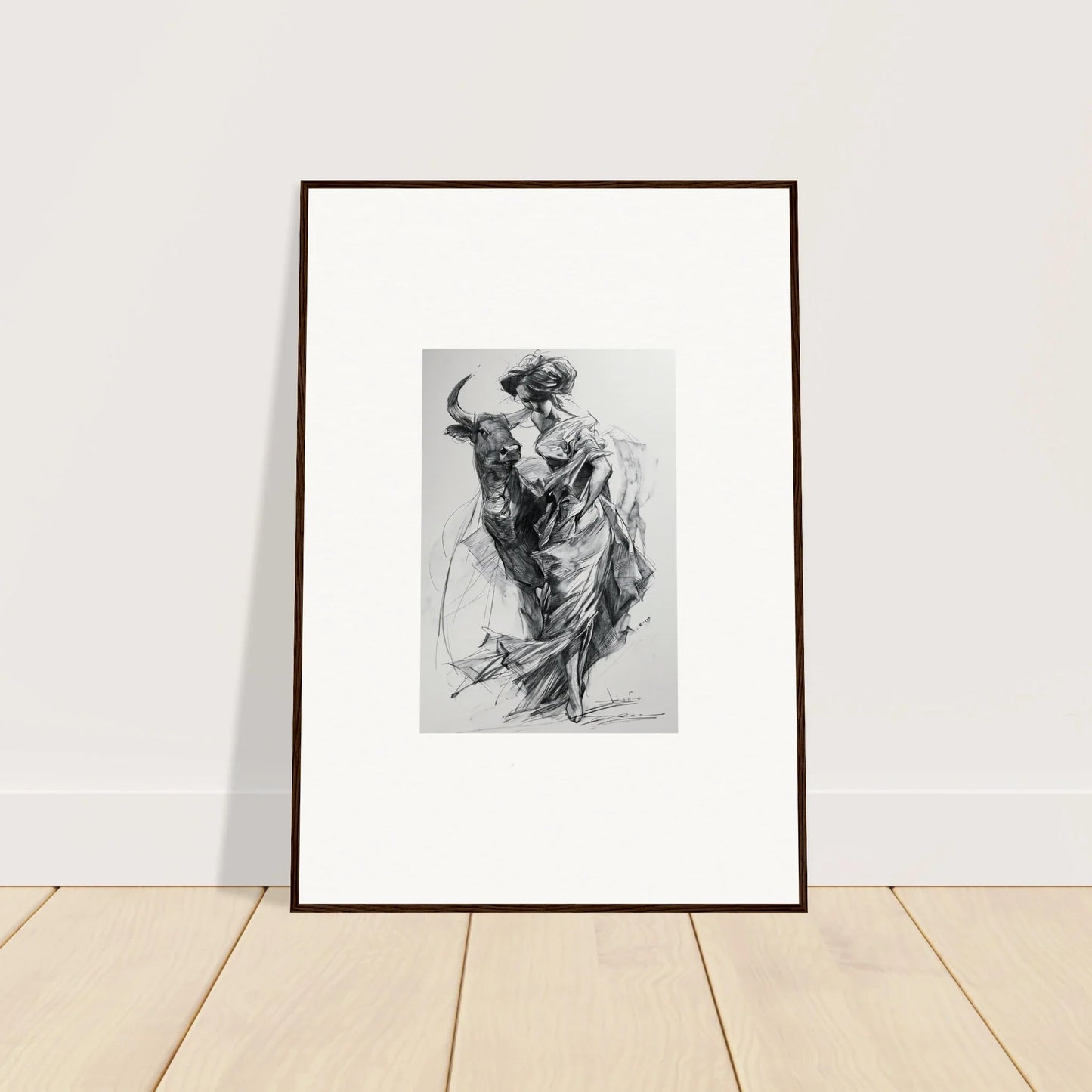 Framed black and white sketch of a dancing figure for Sylvan Euphoria Lumia special edition art™