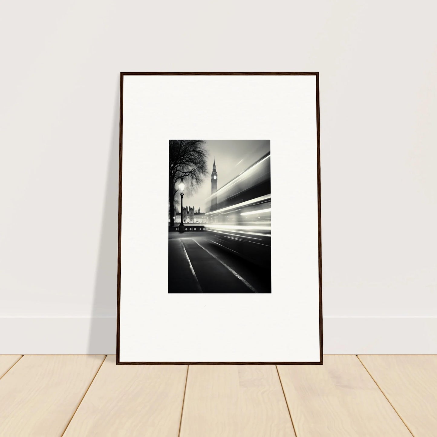 Framed wall art of Big Ben with traffic light trails, Fluid Timeless Pulse special edition