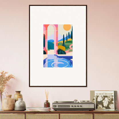 Colorful geometric landscape canvas print wall art for stylish room decoration