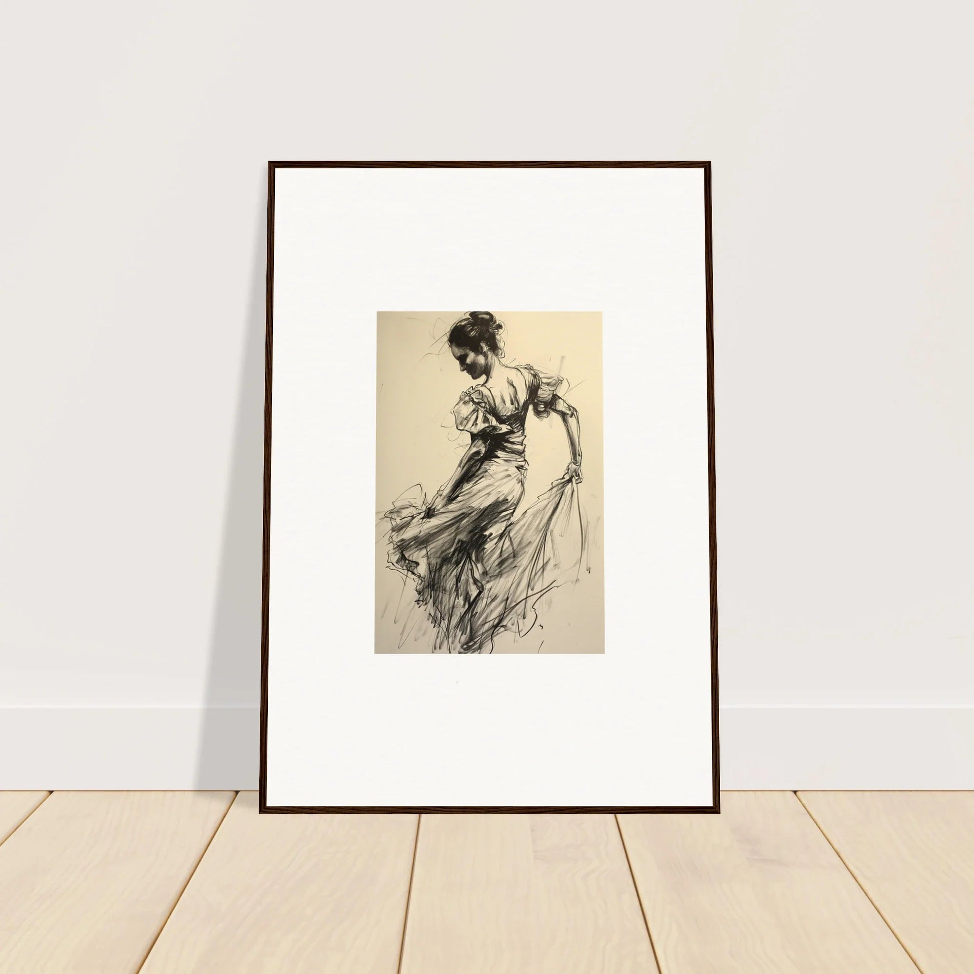 Framed wall art of a figure in flowing dress for Gyroscopic Baudelo Bacon special edition art™