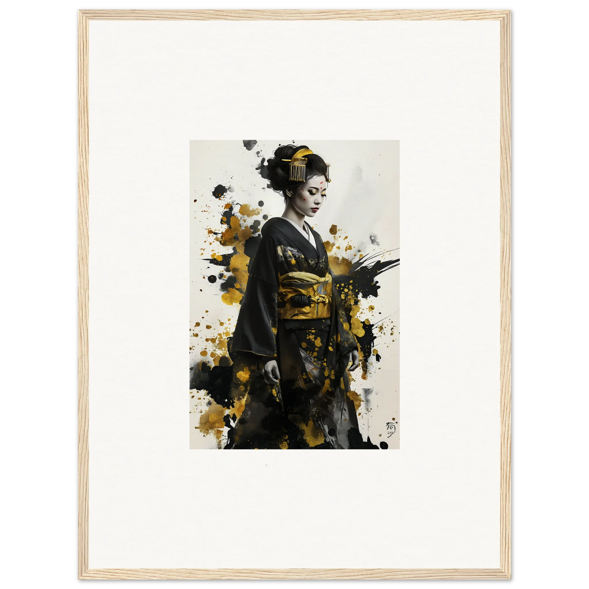 Artistic portrait of a geisha in a premium framed wall for Send of Echoes