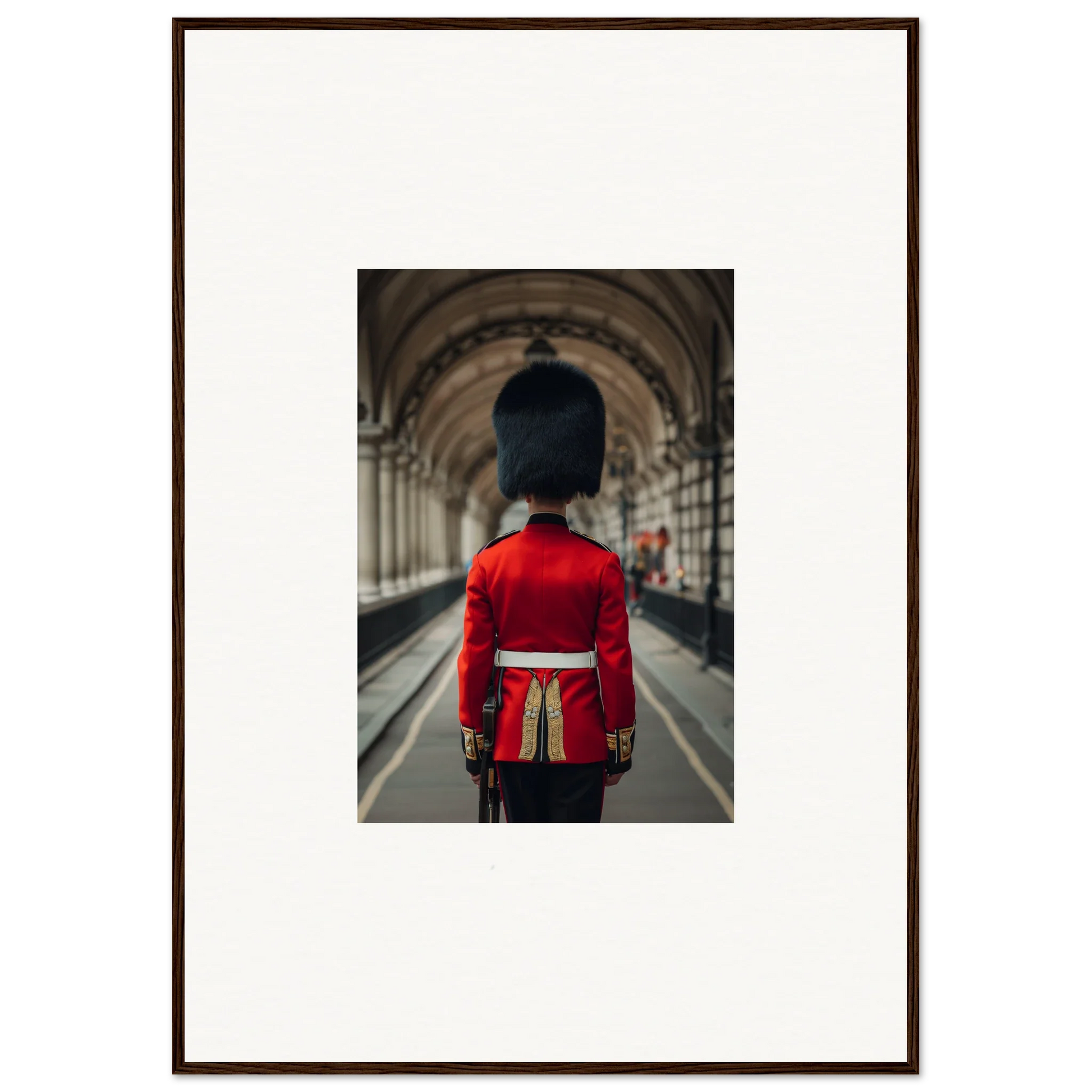 Queen’s Guard in red uniform with bearskin hat for Scarlet Temporal Century wall art