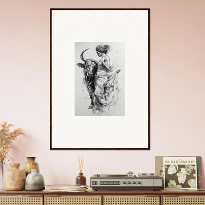 Framed black and white sketch of a classy figure from Marvelous Taurine Serenade