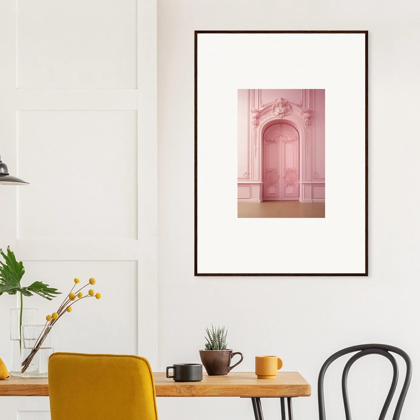 Pink ornate doorway art print from Gentle Whims Myths, perfect for premium framed wall decor