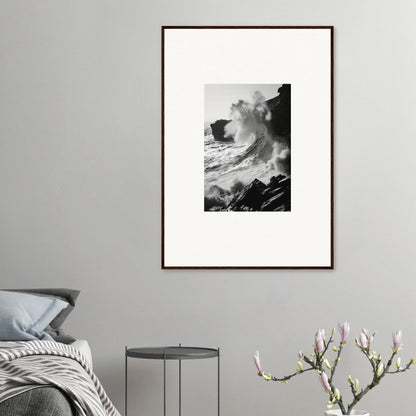 Framed black and white photo of ocean waves for an Incandescent Wave Tribute