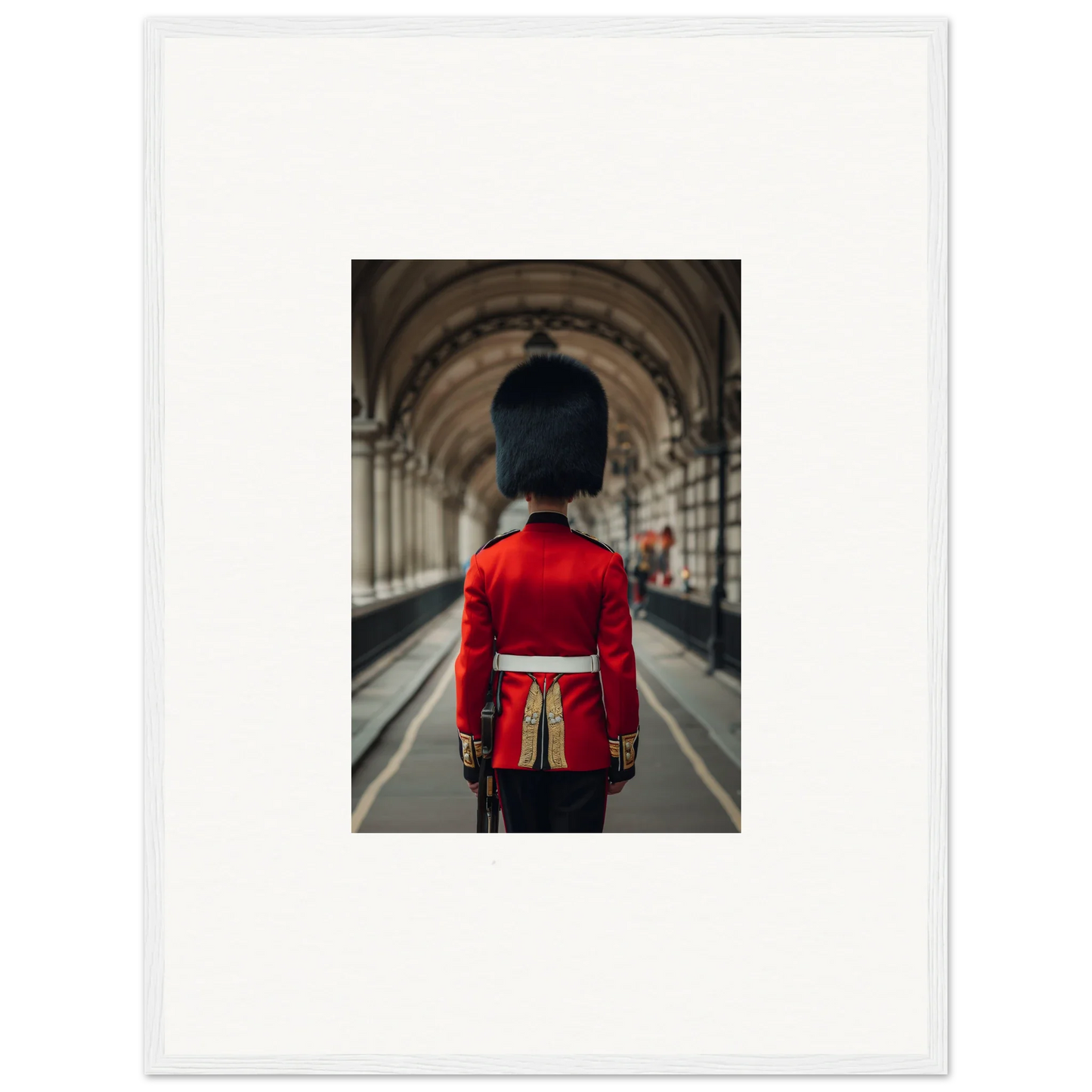 Ceremonial guard in red uniform featured in Scarlet Temporal Century framed wall art