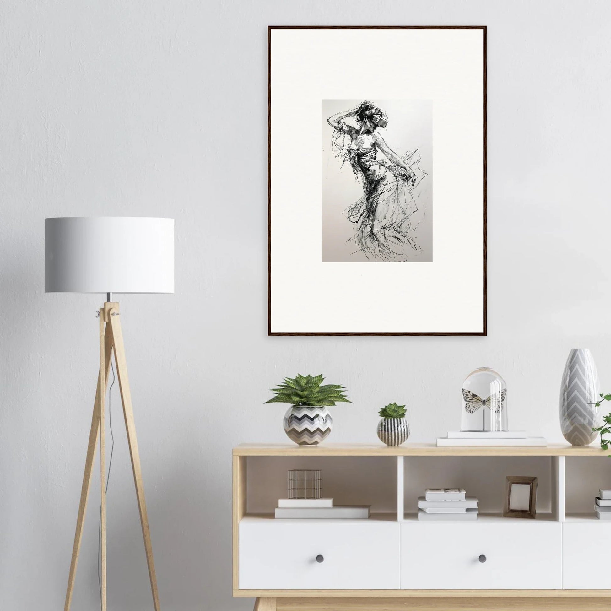 Framed black and white dancer sketch from the Virtual Grace Sketch special edition art™