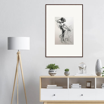 Framed black and white dancer sketch from the Virtual Grace Sketch special edition art™