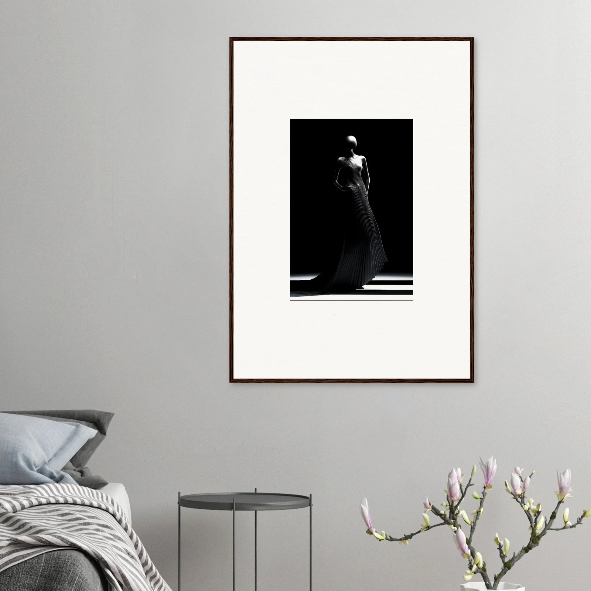 Dramatic silhouette in a framed black and white photo from Echoes Velvet Mirage