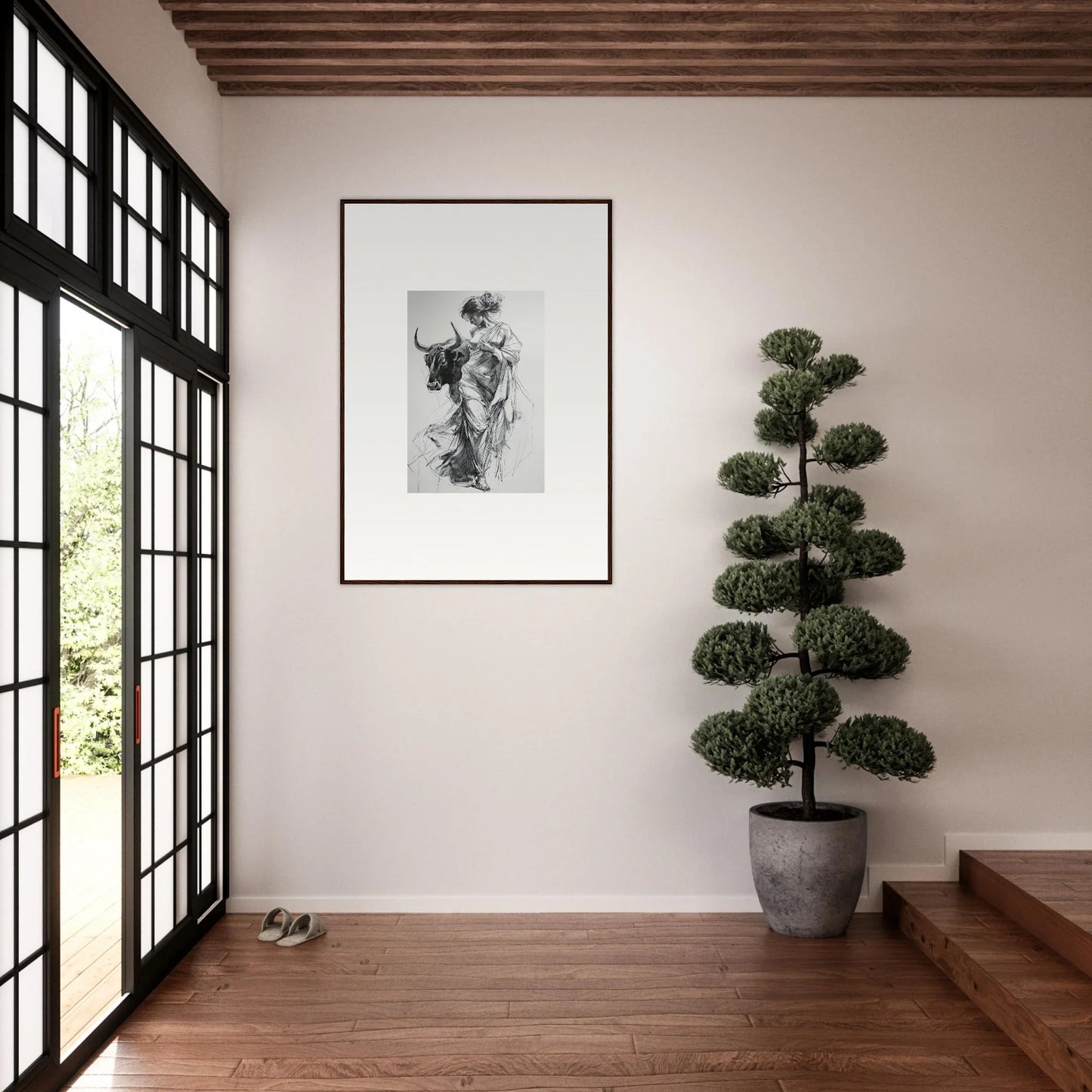 Framed black and white artwork on a white wall from the special edition art collection