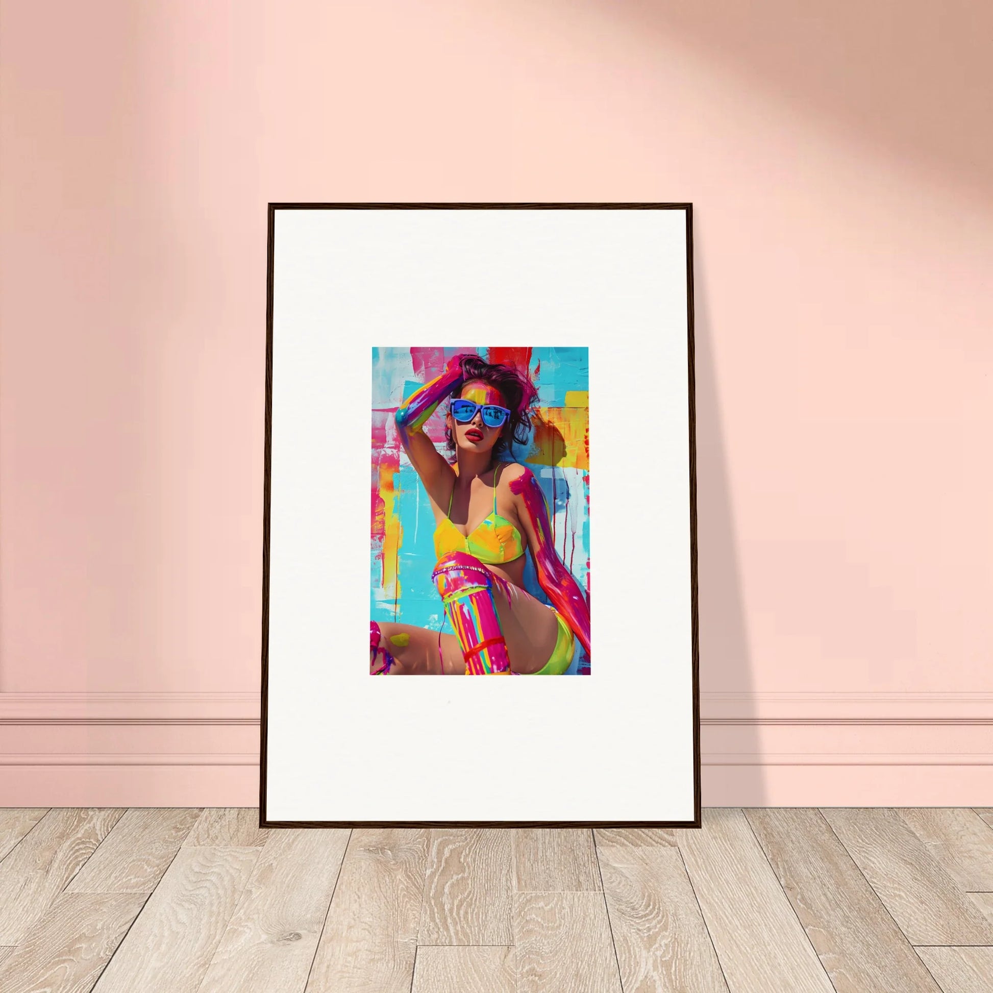 Framed colorful portrait canvas print for vibrant room decoration wall art