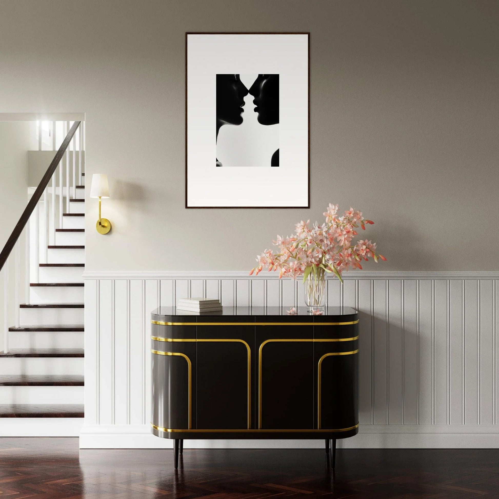 Art Deco black credenza with gold trim from Shadowed Sédual Symphony special edition art™