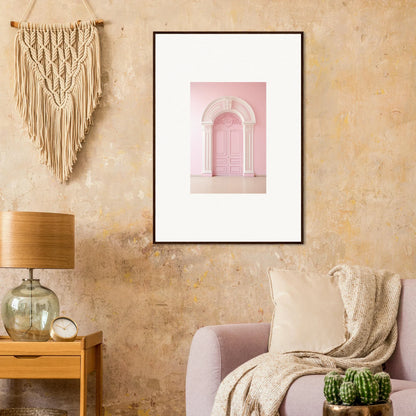 Framed wall art of a pink archway from the Portal Fantasies Unfurled collection