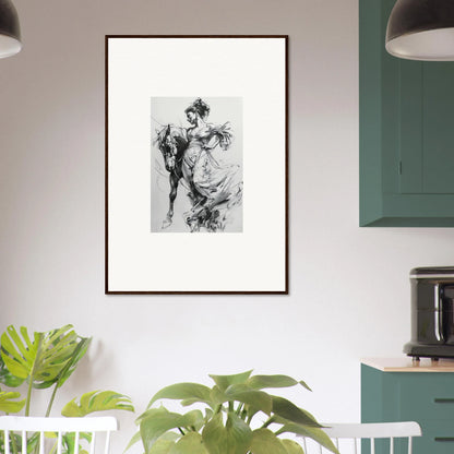 Framed black and white sketch of Stardust Morph Whimsy on a white wall