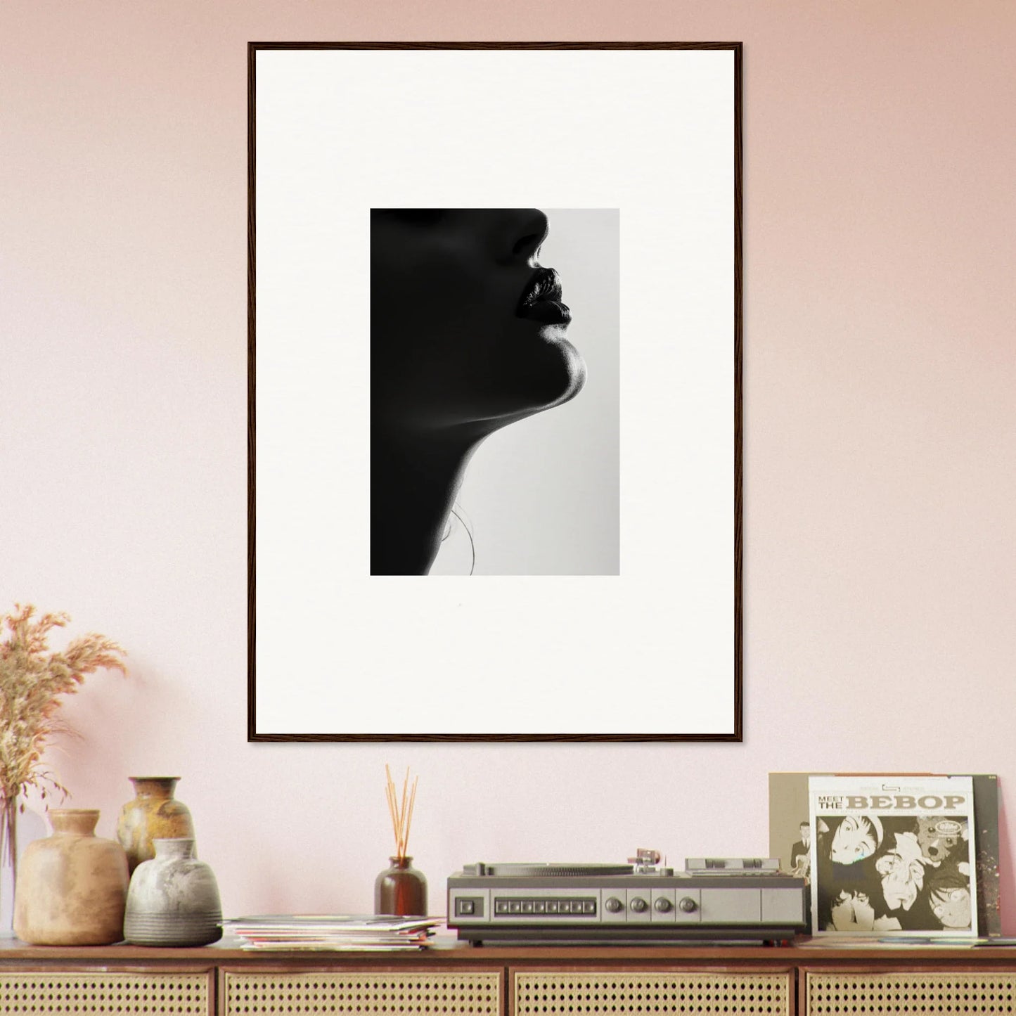 Black and white silhouette portrait in frame from Shadowed Whisper Immanence art collection