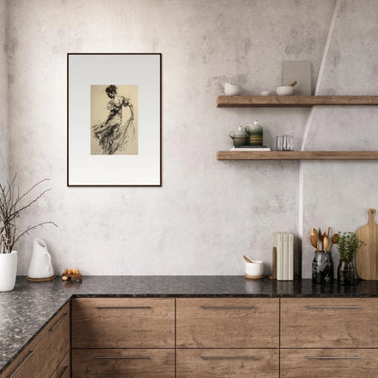 Modern kitchen with wooden cabinets and dark stone countertops in Shadow Waltz design