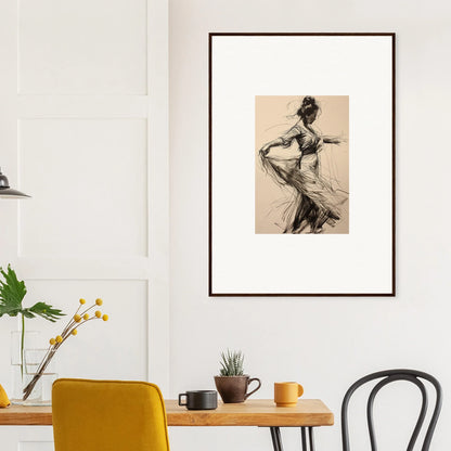 Framed wall art of a dancer in flowing dress from Ephemeral Motion Whispers