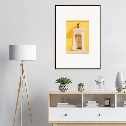 Framed wall art of a yellow building entrance in the Golden Hue Portal special edition